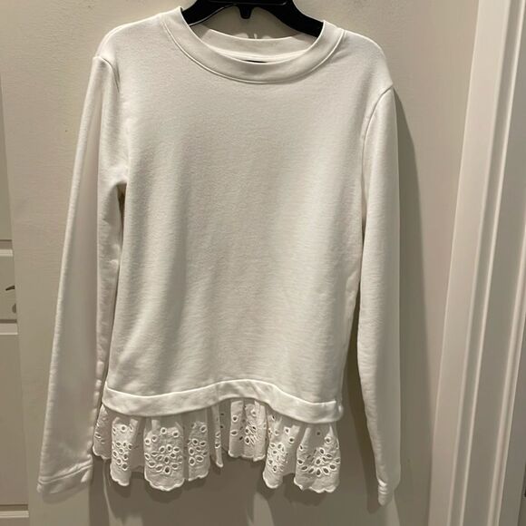 Banana Republic White Sweatshirt with lace hemline size XS - Picture 1 of 7